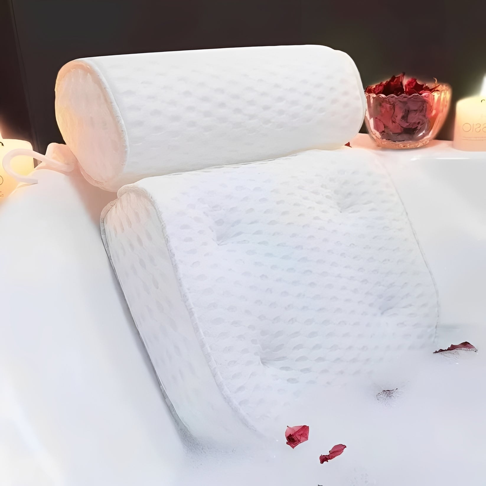 Ergonomic Bath Pillow with Suction Cup for Neck and Back Pain Relief
