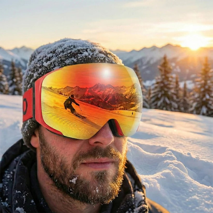 Skibrille mit Magnetwechsel-Objektiv, Anti-Fog und UV400 Schutz