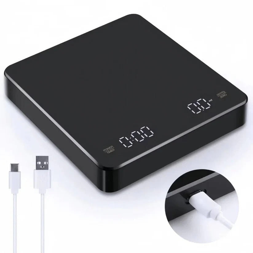 Precise coffee scale with timer and drip mat, 3kg capacity