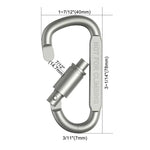 Set aus 6 Aluminium D-förmigen Karabinerhaken mit Schraubsicherung