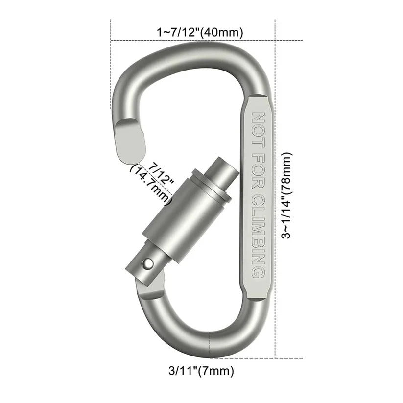 Set aus 6 Aluminium D-förmigen Karabinerhaken mit Schraubsicherung