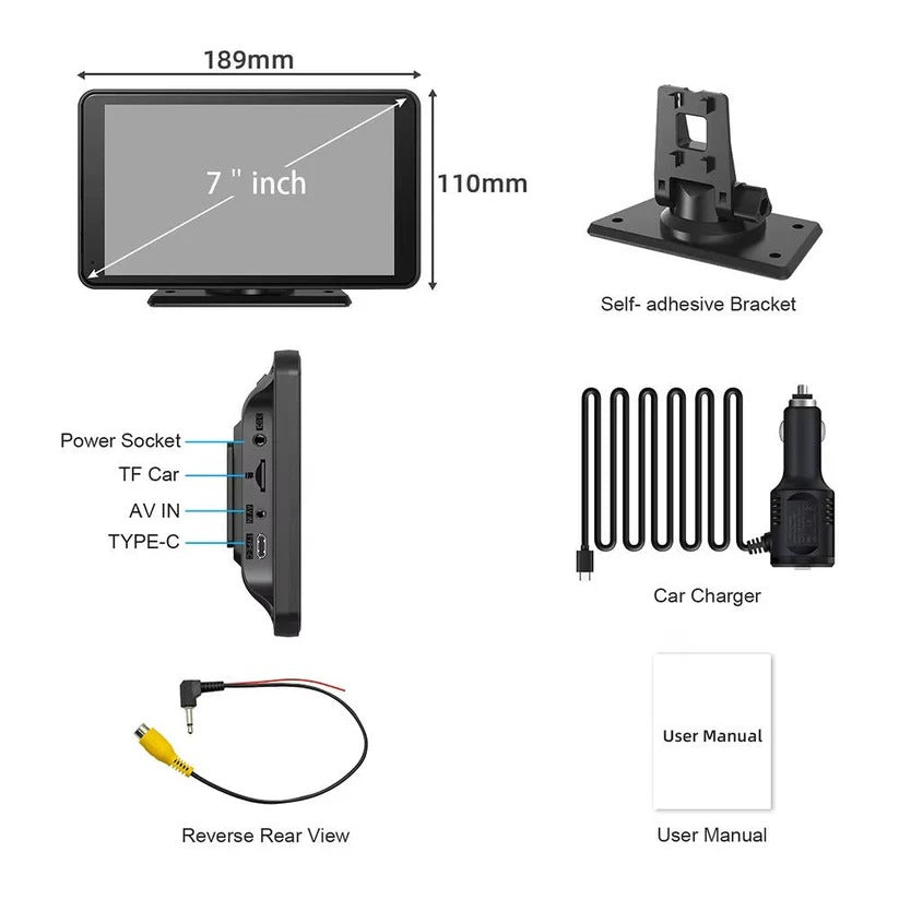 Smart 7-inch Car Display with Voice Control for Vehicles