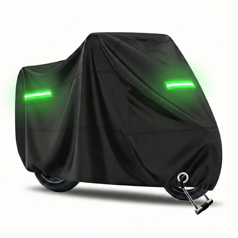 Weatherproof cover for motorcycles and scooters with anti-glare protection