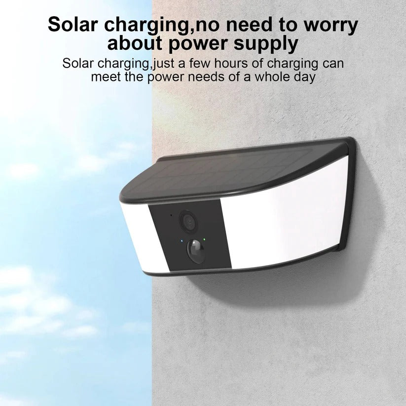 Kabellose Solar-Überwachungskamera mit Flutlicht und PIR-Bewegungserkennung