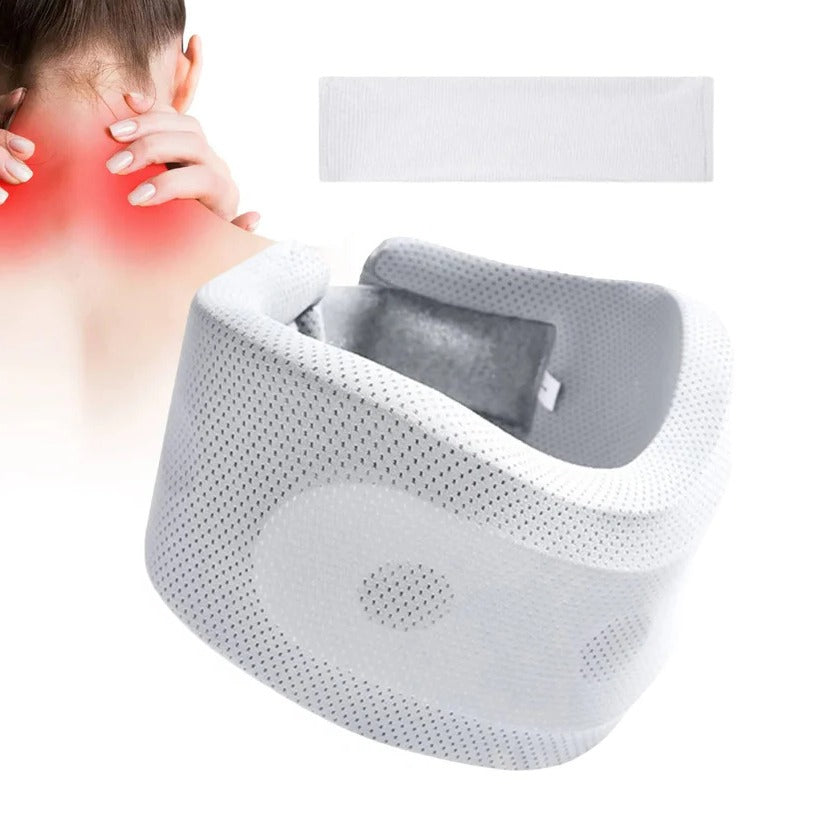 Neck support for travel with breathable fabric and adjustable hook-and-loop fastener