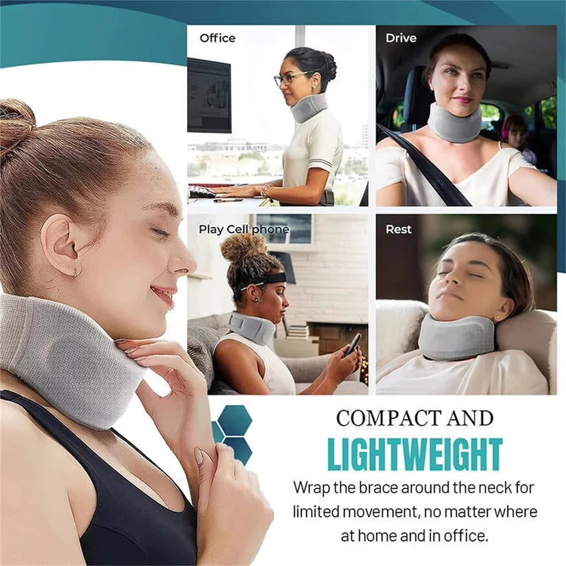 Neck support for travel with breathable fabric and adjustable hook-and-loop fastener