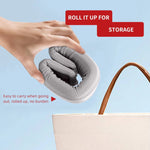 Neck support for travel with breathable fabric and adjustable hook-and-loop fastener