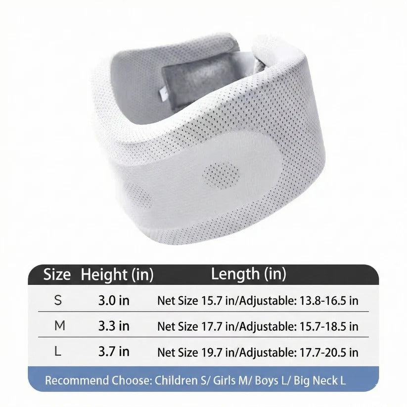 Neck support for travel with breathable fabric and adjustable hook-and-loop fastener
