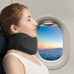Neck support for travel with breathable fabric and adjustable hook-and-loop fastener