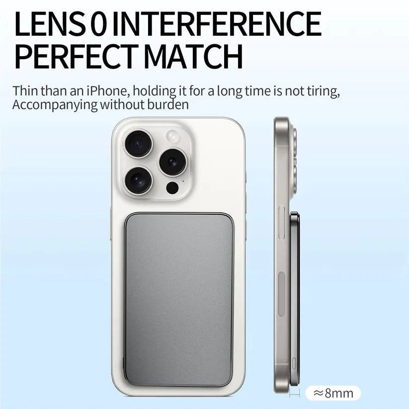 Portable Magnetic Aluminum Power Bank with Fast Wireless Charging for iPhones