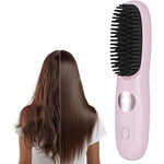 Portable Hair Straightener Brush with USB Rechargeable Battery and LED Display