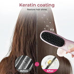 Cordless Hair Straightening Brush with LED Display and Three Temperature Settings