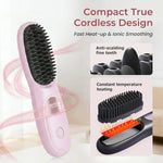 Portable Hair Straightener Brush with USB Rechargeable Battery and LED Display