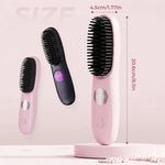 Cordless Hair Straightening Brush with LED Display and Three Temperature Settings