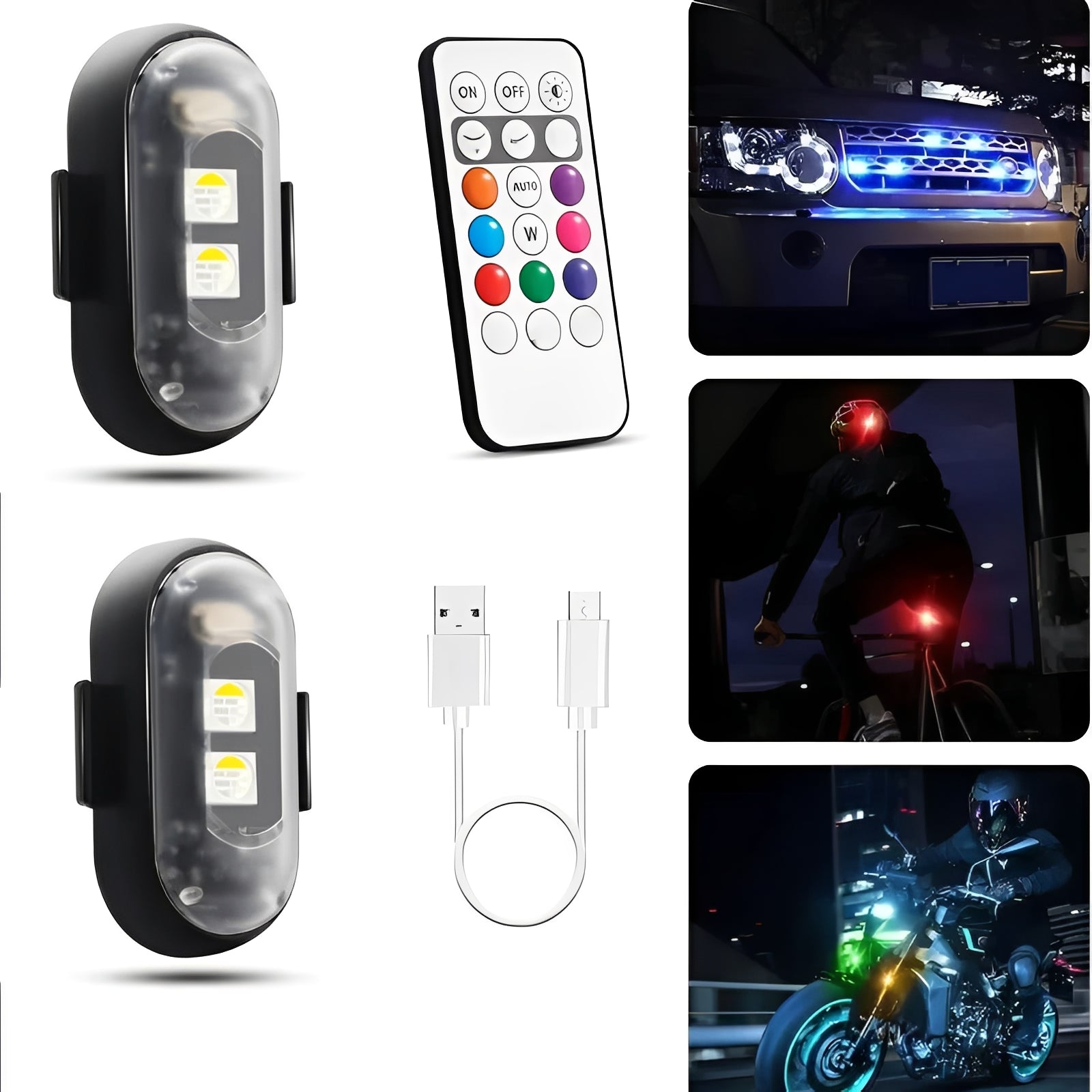 Rechargeable RGB LED Flashing Light with Remote Control