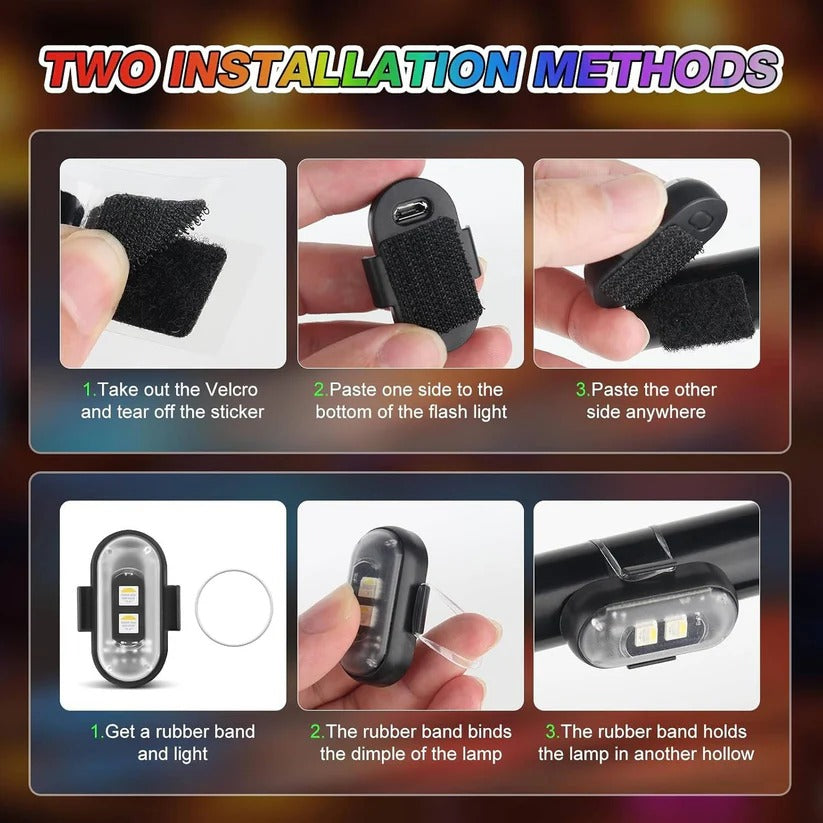 Rechargeable RGB LED Flashing Light with Remote Control
