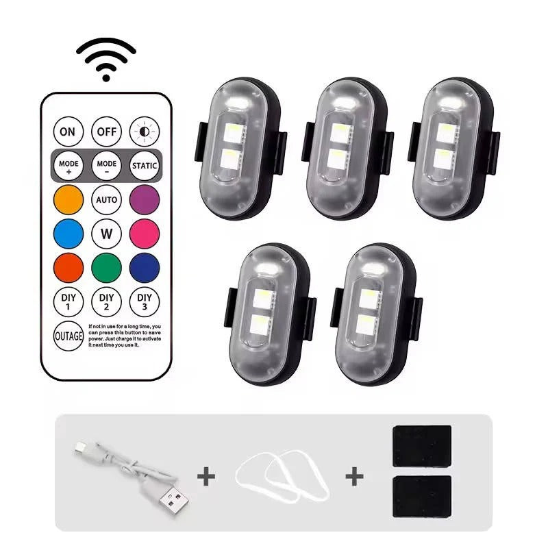 Rechargeable RGB LED Flashing Light with Remote Control