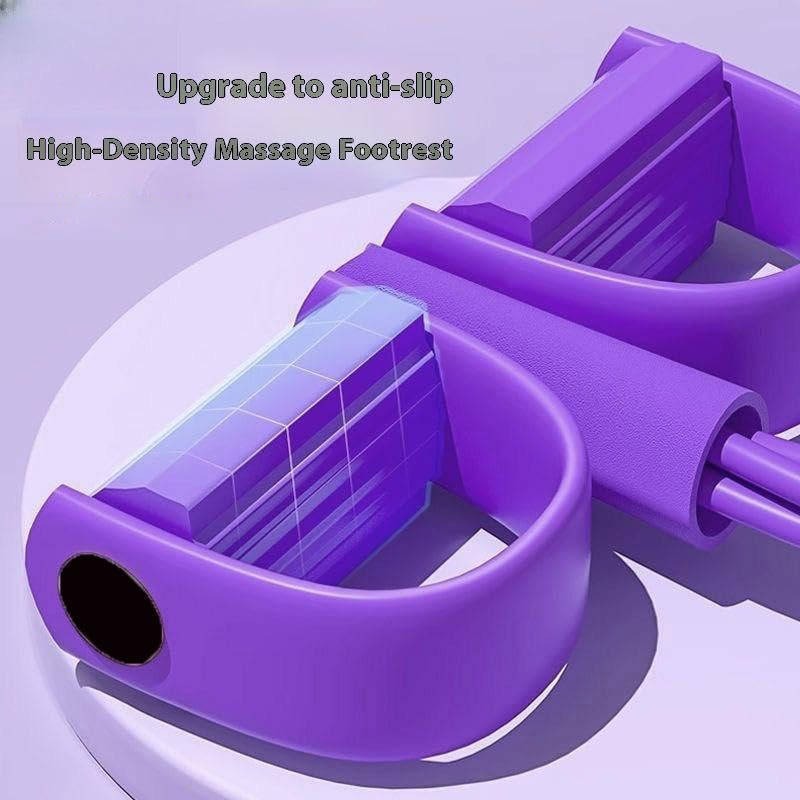 Resistance band with foot pedals and detachable handles for home workouts