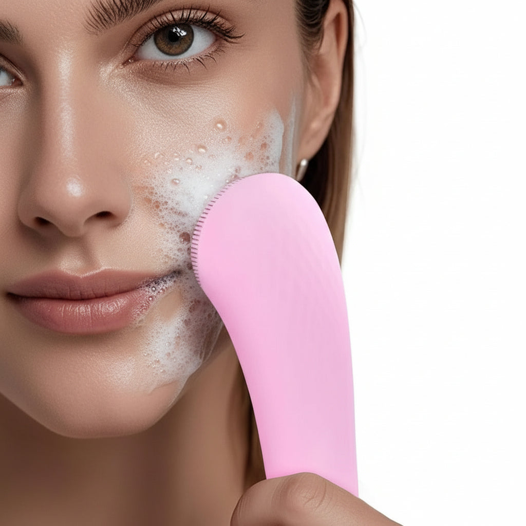 Wiederaufladbarer Silikon-Gesichtsbürste mit Wärme- und Massagefunktion