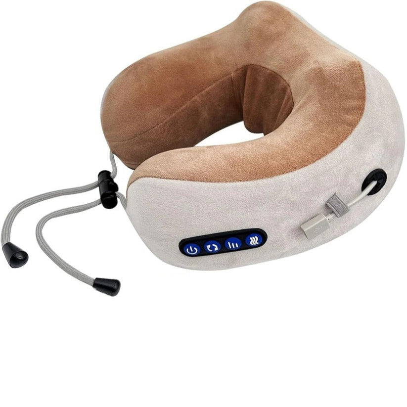 Travel Neck Pillow with Integrated Massager for Relaxation