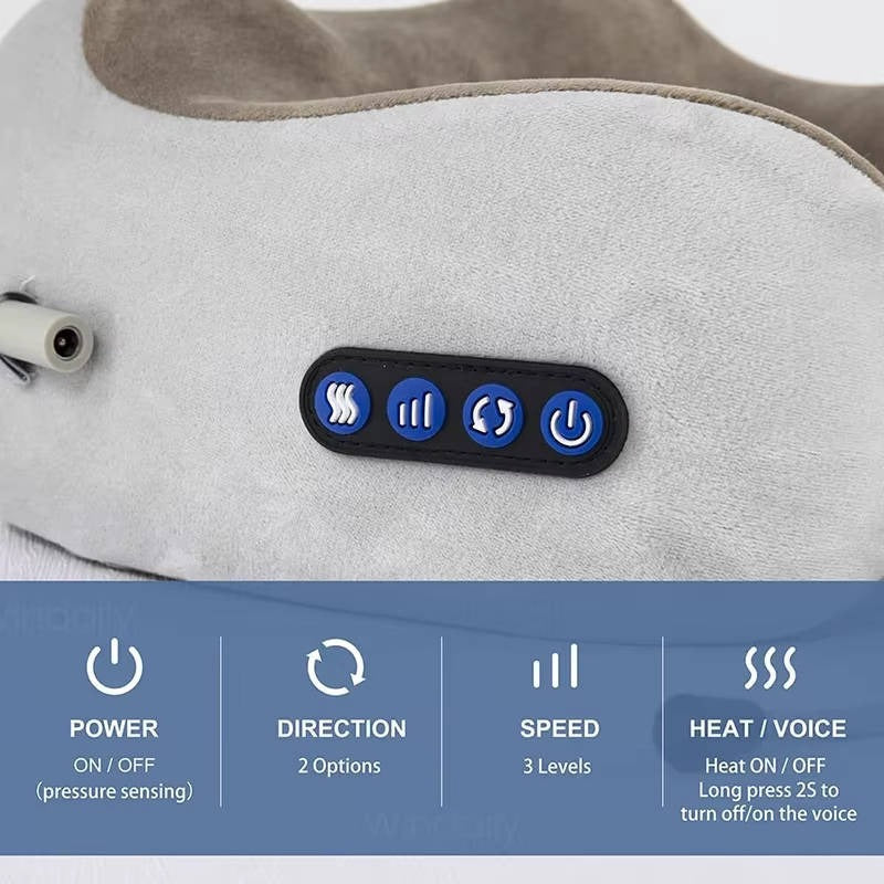 Travel Neck Pillow with Integrated Massager for Relaxation