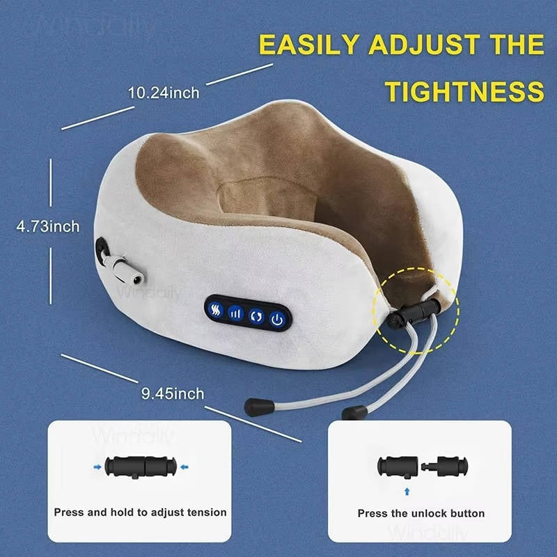 Travel Neck Pillow with Integrated Massager for Relaxation