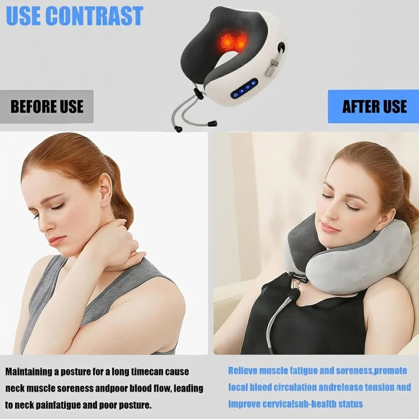 Reise Nackenstütze mit integriertem Massager für entspannte Momente