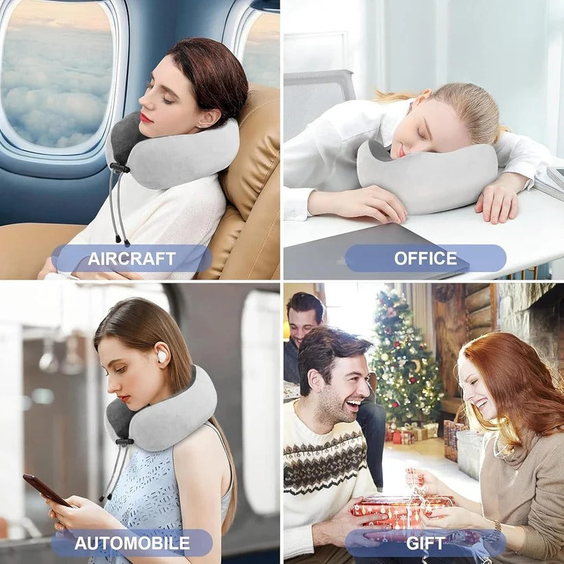 Travel Neck Pillow with Integrated Massager for Relaxation