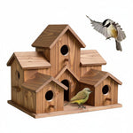 Elegantes Holzvogelhaus mit dekorativem Design für den Garten