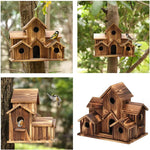 Elegantes Holzvogelhaus mit dekorativem Design für den Garten