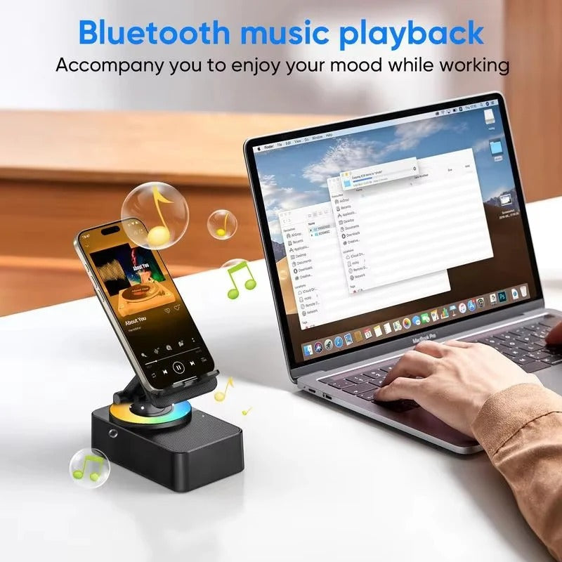 All-in-One Bluetooth Lautsprecher mit Handyhalterung und LED-Beleuchtung