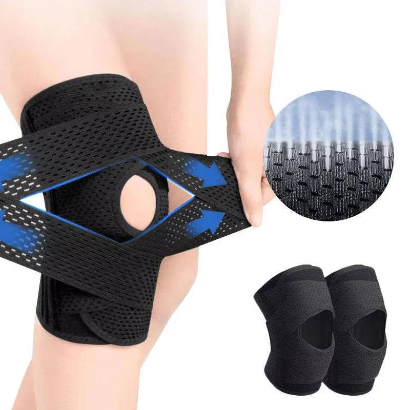 Adjustable Knee Brace with Side Stabilizers and Breathable Support