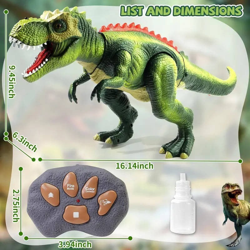 Fernsteuerbares Dinosaurier-Spielzeug mit Nebeleffekten und LED-Lichtern