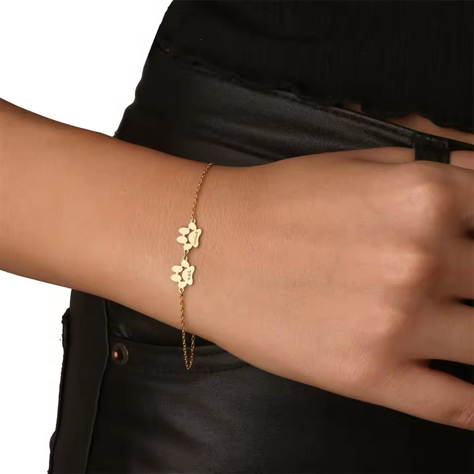 Personalized Paw Print Stainless Steel Bracelet – A Symbol of Love