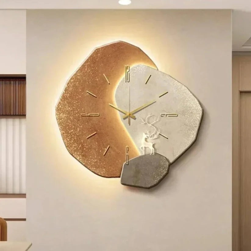 Elegant Natural Wood Wall Clock with Gentle LED Lighting