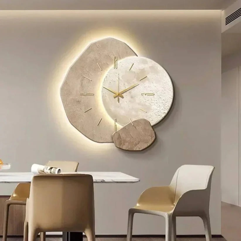 Elegant Natural Wood Wall Clock with Gentle LED Lighting