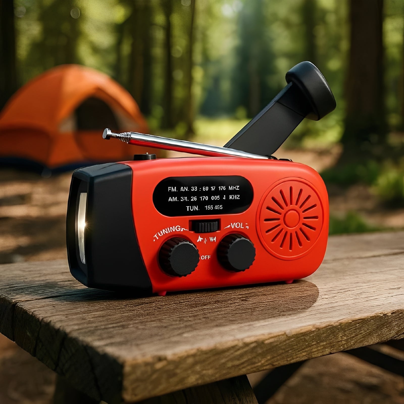 Notfallradio mit Handkurbel, LED-Taschenlampe und Powerbank