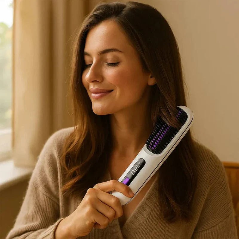 Keramische Haarglätterbürste mit Anti-Frizz-Funktion für schnelles Styling