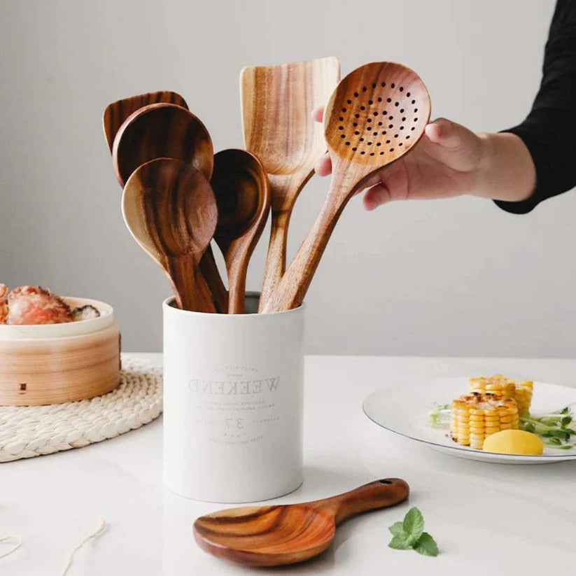 High-Quality Acacia Wood Cooking Utensil Set for the Kitchen