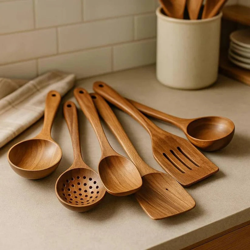 High-Quality Acacia Wood Cooking Utensil Set for the Kitchen
