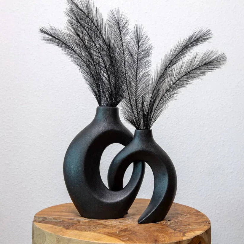 Handgefertigte Keramikvase mit Geflecht-Design für Blumenarrangements