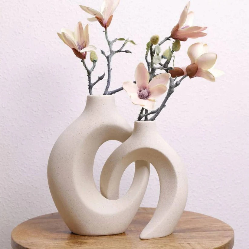 Handgefertigte Keramikvase mit Geflecht-Design für Blumenarrangements