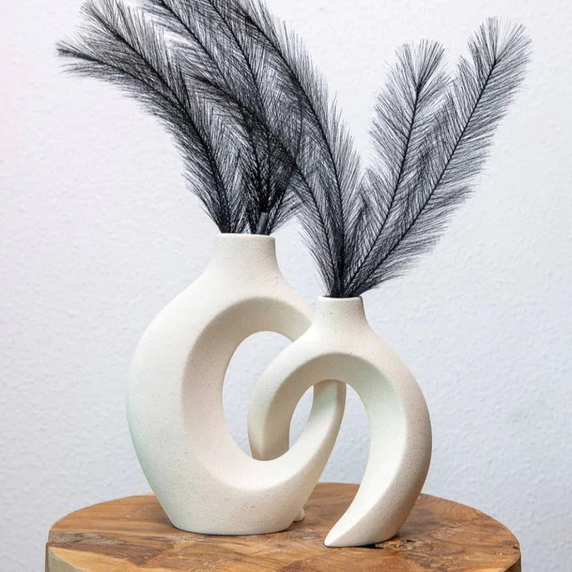 Handgefertigte Keramikvase mit Geflecht-Design für Blumenarrangements