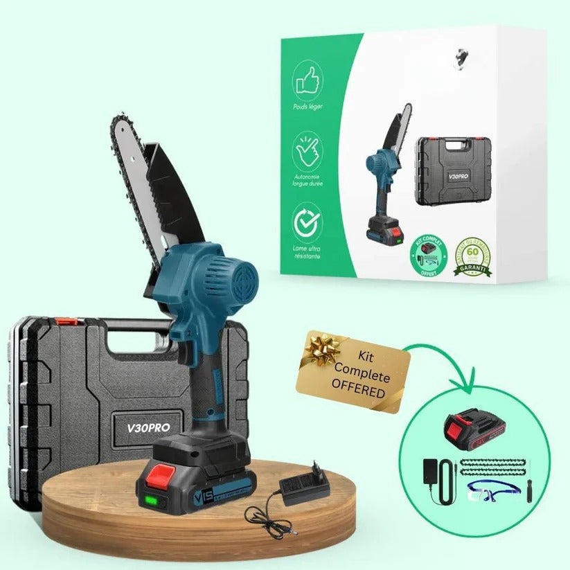 Powerful cordless chainsaw with precision cutting for outdoor use