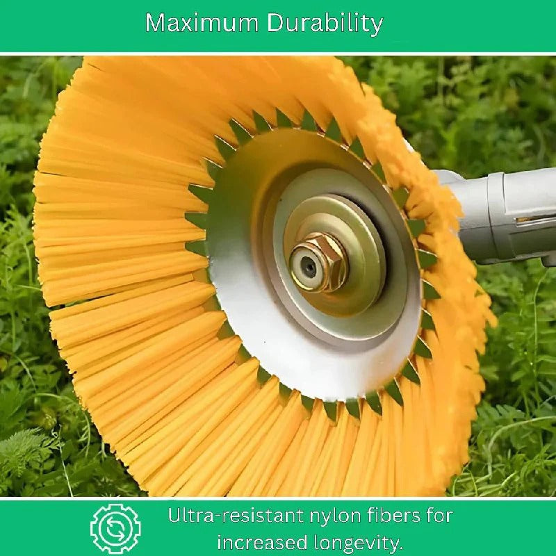 Versatile Nylon Brush Attachment for Precise Lawn Care and Surface Cleaning