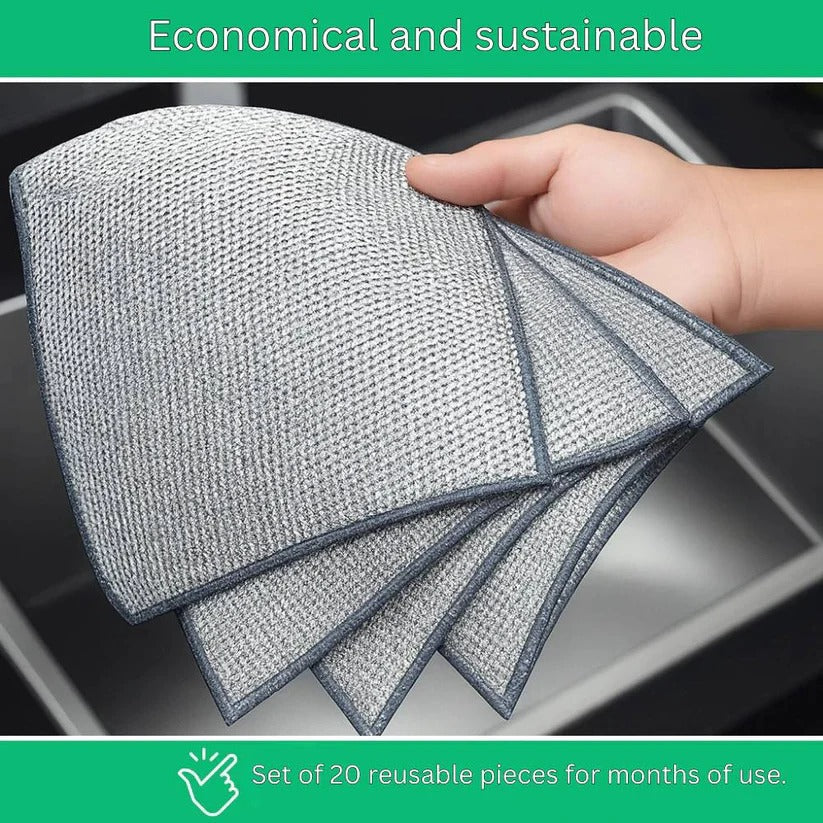 Reusable stainless steel cleaning cloths for streak-free wiping