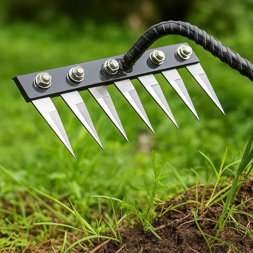 Ergonomic Steel Garden Rake for Efficient Weed Removal