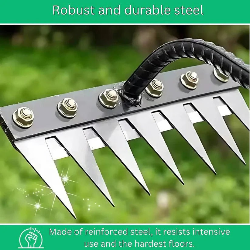 Ergonomic Steel Garden Rake for Efficient Weed Removal