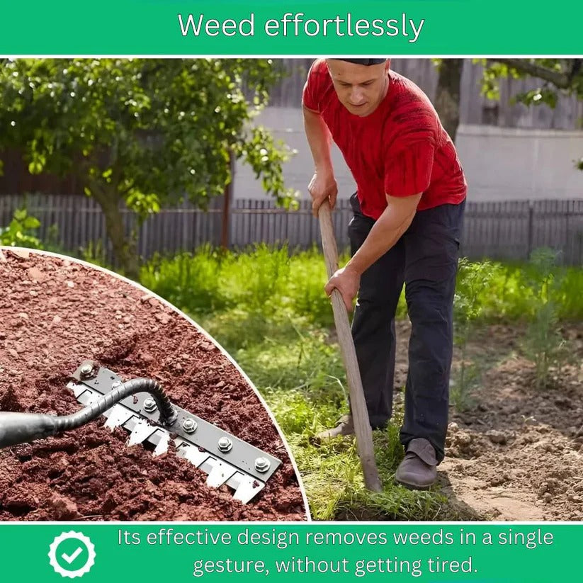 Ergonomic Steel Garden Rake for Efficient Weed Removal