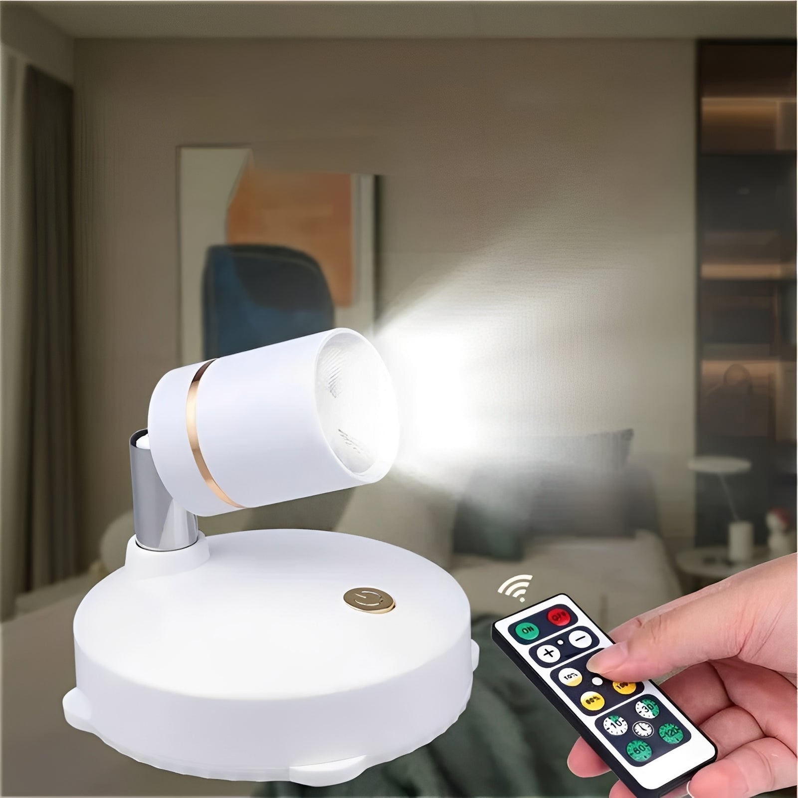 Cordless LED spotlight with warm ambient light